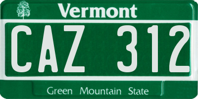VT license plate CAZ312