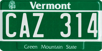 VT license plate CAZ314