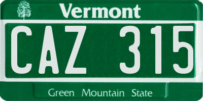 VT license plate CAZ315