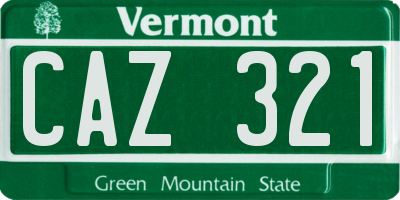VT license plate CAZ321