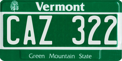 VT license plate CAZ322