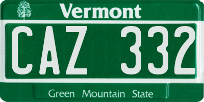 VT license plate CAZ332