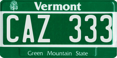 VT license plate CAZ333