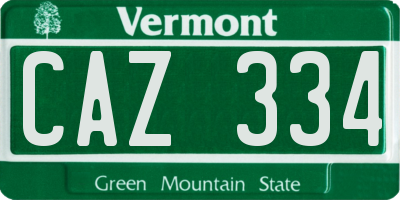 VT license plate CAZ334