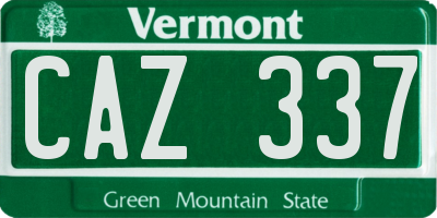 VT license plate CAZ337