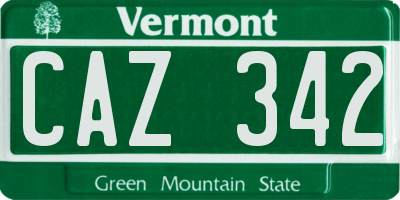 VT license plate CAZ342