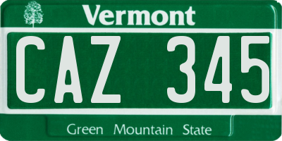 VT license plate CAZ345