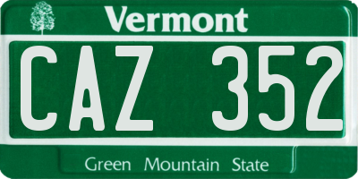VT license plate CAZ352