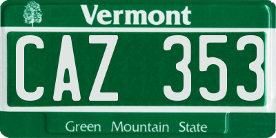 VT license plate CAZ353