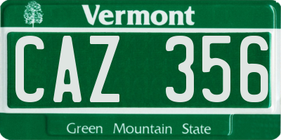 VT license plate CAZ356