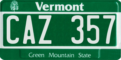 VT license plate CAZ357