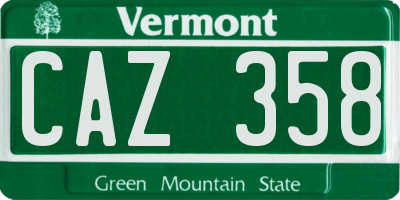 VT license plate CAZ358