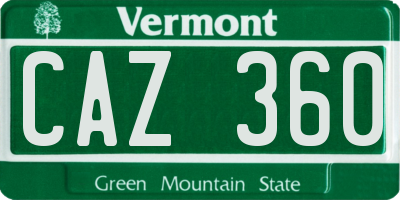 VT license plate CAZ360