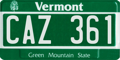VT license plate CAZ361