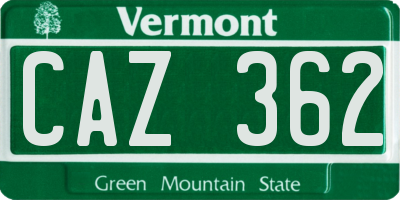 VT license plate CAZ362