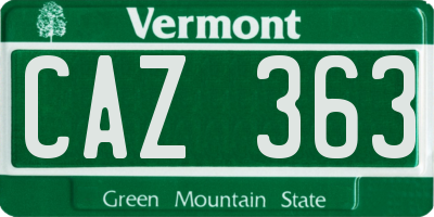 VT license plate CAZ363