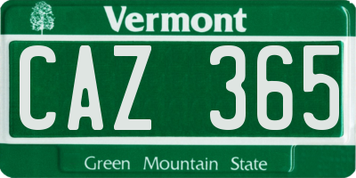 VT license plate CAZ365