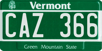 VT license plate CAZ366