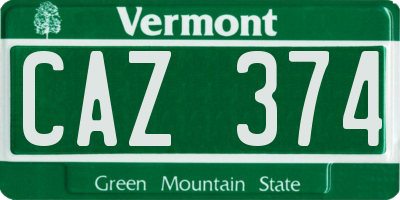 VT license plate CAZ374