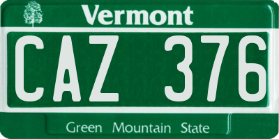 VT license plate CAZ376