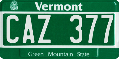 VT license plate CAZ377