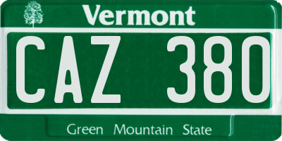 VT license plate CAZ380