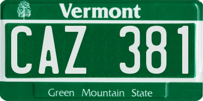 VT license plate CAZ381