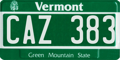 VT license plate CAZ383