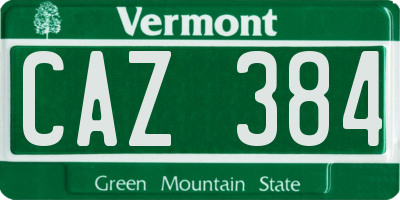 VT license plate CAZ384