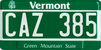 VT license plate CAZ385