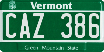 VT license plate CAZ386