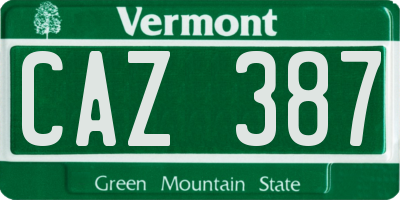 VT license plate CAZ387