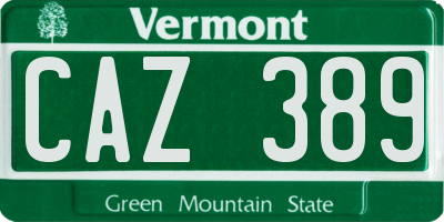 VT license plate CAZ389