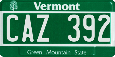VT license plate CAZ392