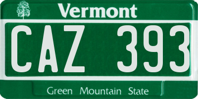 VT license plate CAZ393