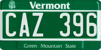 VT license plate CAZ396