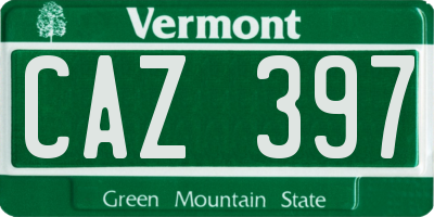 VT license plate CAZ397