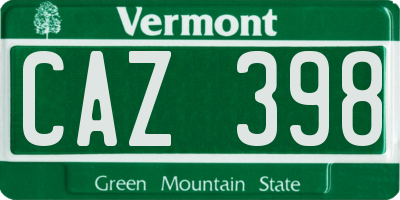 VT license plate CAZ398