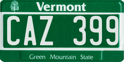VT license plate CAZ399