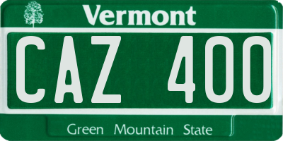 VT license plate CAZ400