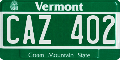 VT license plate CAZ402