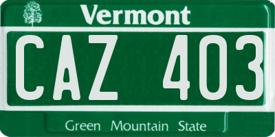 VT license plate CAZ403