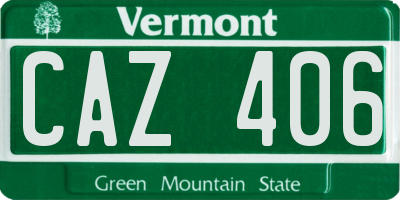 VT license plate CAZ406