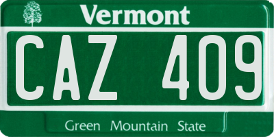 VT license plate CAZ409