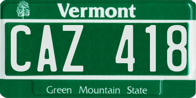 VT license plate CAZ418