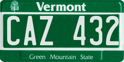 VT license plate CAZ432