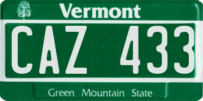VT license plate CAZ433