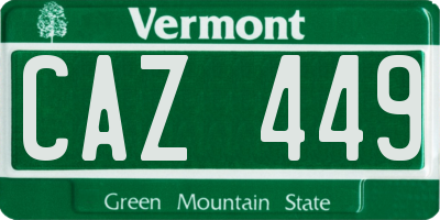 VT license plate CAZ449