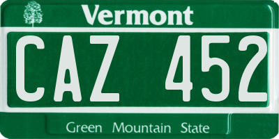 VT license plate CAZ452