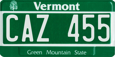 VT license plate CAZ455